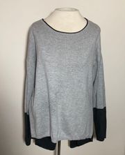 SOHO ASYMMETRICAL Sweater full zip back black gray color block medium NY & co. 