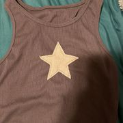 Vintage Star Patchwork Tank Dark Grey And Cream