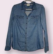 Lucy & Laurel Denim Chambray Button Up Shirt