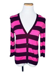 Joe Fresh Sweater Pink V-Neck Striped Cardigan XS