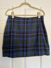 blue, green, and purple plaid skirt, size 12