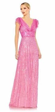 NWT  5646 - Flutter Sleeve Sequin Prom Gown Size 4