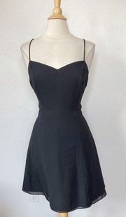 Vintage 90’s Solid Back Low Back Cut Out A-Line Sleeveless Cocktail Dress