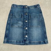 Lucky Brand & Co blue Denim Skirt with buttons and pockets, size 0/25