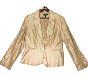 Lafayette 148 Womens Size 10 Linen Blazer Jacket Gold Metallic Cuff Sleeve