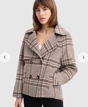 ❤️ NWT Belle and Bloom I’m Yours Wool Blend Peacoat - Brown Plaid