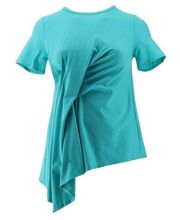 DG2  Aqua Asymmetric Drape-Front Short Sleeve Stretch T Size XS New!