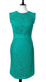 Adrianna Papell Women’s Sheath Dress Lace Panel Cocktail Party Green Size 4