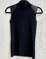 J Brand Sleeveless Merino Wool Blend Turtleneck Sweater Black Women's Size Small