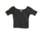 black and white striped crop tee 