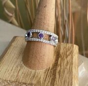 Amethyst AAA Cz Rhodium Brass Ring Size 7,9,10