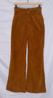 Cider Orange Corduroy Super High Waisted Flare Leg Pants size XS