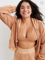 Aerie Cropped Waffle Hoodie