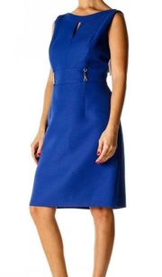 Arthur S. Levine Blue & Black Spotted Keyhole Sleeveless Sheath Dress