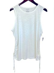 NWT NINE WEST TANK TOP DRAWSTRINGS ON SIDE TO ADJAT LENGTH SIZE XL WHITE