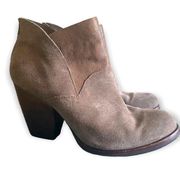 Kork Ease Maggie Ankle Boots Size 9.5 Suede Bootie Back Zip Stacked Block Heel