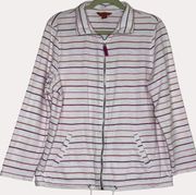 Tommy Bahama Relax Mock Neck Womens Zip Front Jacket Striped L bv