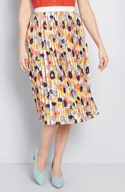 Floral Beautifully Upbeat Pleated Midi Skirt