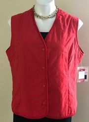 Liz Claiborne Button Down Vest Red Size Large