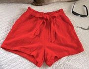 Target Knox rose red gauze cotton eyelet, pull on elastic waist shorts, large