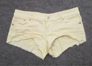 Wet Seal Y2K Vintage Pastel Yellow Frayed Denim Shorts