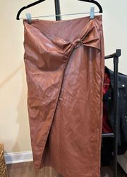 Faux Brown Leather Skirt