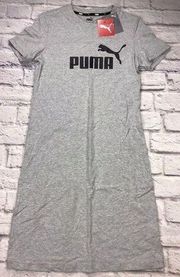 Puma Slim Tee Dress Womens Medium Short sleeve  Knee Length Graphic Gray