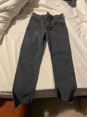 Washed Black Stovepipe Jeans