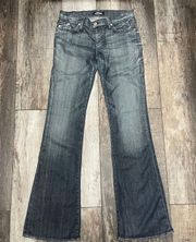 Bootcut Faded Jeans With Pink Stitching on Back Pockets Size 29