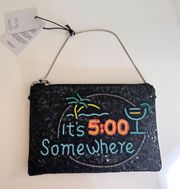 It's 5 O'Clock Somewhere Sequin Clutch, Black