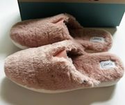 Fluff Slippers Alpargata Mallow Mule Pink Rose Smoke Faux Fur Women NEW 9.5