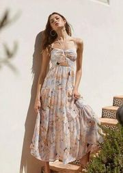 the Label Brandy Floral Cinched Cutout Maxi Dress NWT