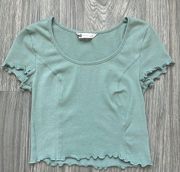 Teal Fitted Cropped‎ Short Sleeve Baby Tee Size Medium