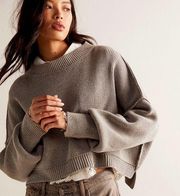 Free People Easy Street Crop Pullover Sweater Oversized Ribbed Crewneck