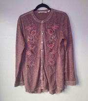 Soft Surroundings L'Enchante Embroidered Blouse in Rose Size M