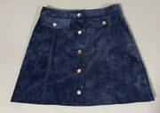 Navy Blue Corduroy Buttoned High-Waisted Mini Skirt Size S 💙✨