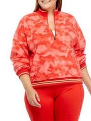 Zelos red camo sherpa fleece pullover metallic accents pullover top NEW 2x