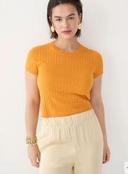 J. Crew Silk Blend Ribbed Cropped T-Shirt Apricot Orange XS BG652 New