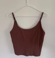 Cropped ribbed tank top with unpadded liner