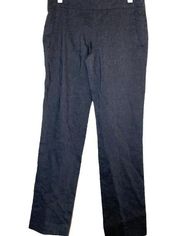 Theory Trouser Pants Wool Linen Blend Mid-Rise Straight Leg Flat Pockets Black 4