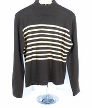 Women's | Harve Benard | Brown Tan Striped Mock Neck Sweater