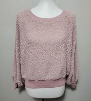 44. Poof Warm & Cozy dusty mauve textured bubble sleeve sweater size small