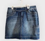 Vintage Y2K 90s WHBM Noir Denim Mini Skirt Size 4