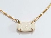 Norte Gold Plated Dainty Iridescent White Druzy Necklace