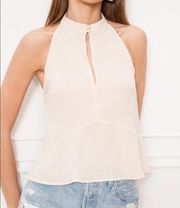 NWT Superdown Kristina Blush Button Neck Halter Keyhole Blouse Women’s Size S