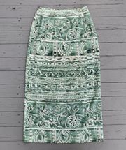 Vintage Green Paisley Floral  Chiffon Maxi Skirt