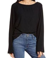 Treasure Bond Top Black XS Long Sleeve Raglan Rib Lounge Casual Sweater Blouse