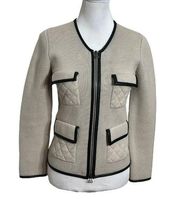 3.1 Phillip Lim Beige Wool Zip Up Jacket With Black Trim Blazer Women’s Size S