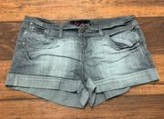 Juniors Womens Low Rise Cuffed Shorts Gray Denim Size 9