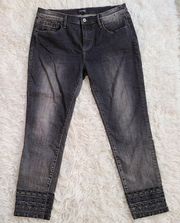 Driftwood Jackie free people faded black denim jeans with embroidered detail 

size 32 